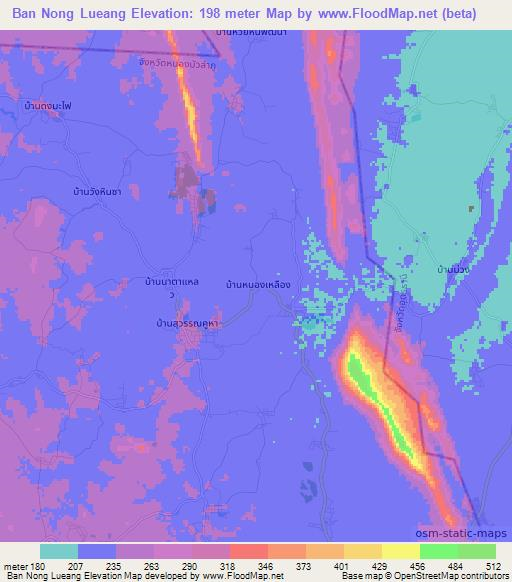 Ban Nong Lueang,Thailand Elevation Map
