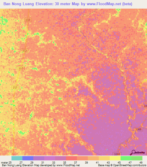 Ban Nong Luang,Thailand Elevation Map