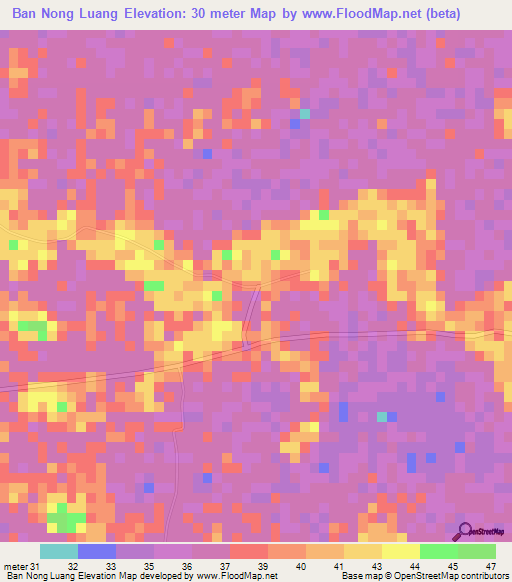 Ban Nong Luang,Thailand Elevation Map