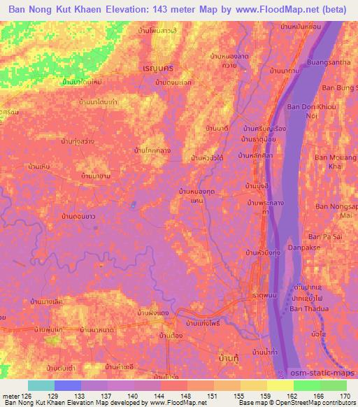 Ban Nong Kut Khaen,Thailand Elevation Map
