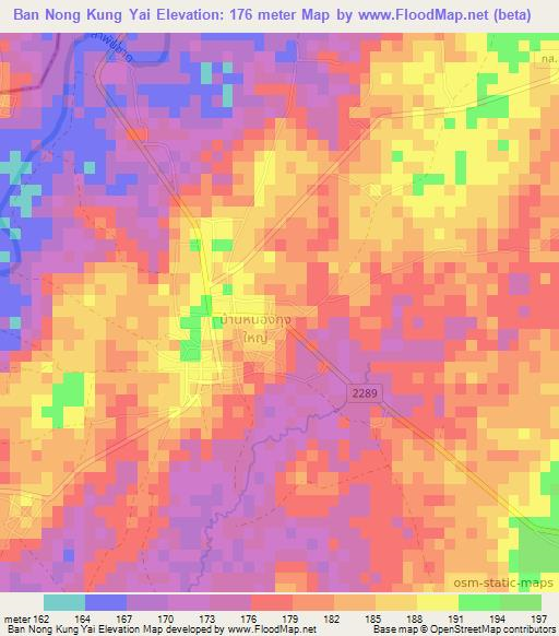 Ban Nong Kung Yai,Thailand Elevation Map