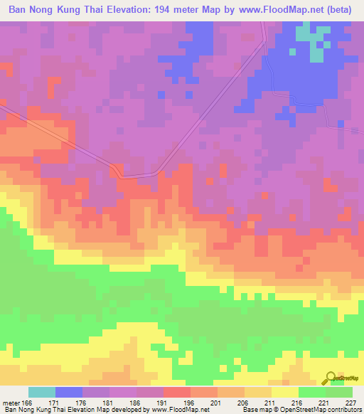 Ban Nong Kung Thai,Thailand Elevation Map