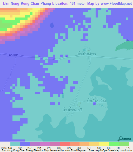 Ban Nong Kung Chan Phang,Thailand Elevation Map