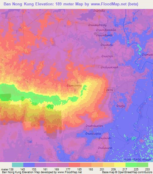 Ban Nong Kung,Thailand Elevation Map