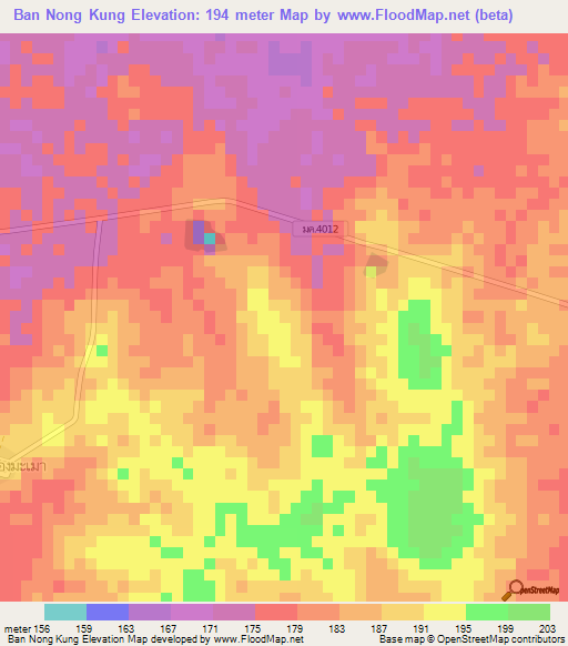 Ban Nong Kung,Thailand Elevation Map
