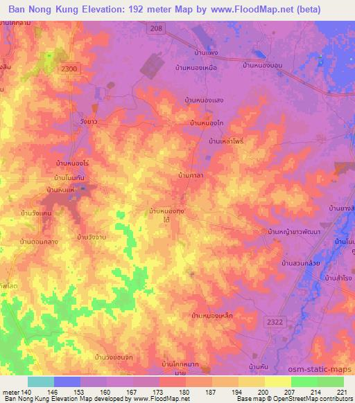 Ban Nong Kung,Thailand Elevation Map