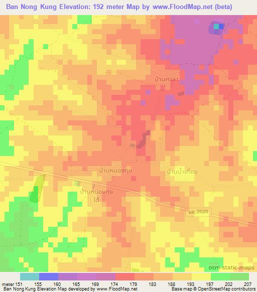 Ban Nong Kung,Thailand Elevation Map