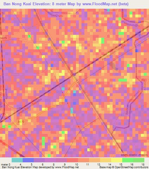 Ban Nong Kuai,Thailand Elevation Map