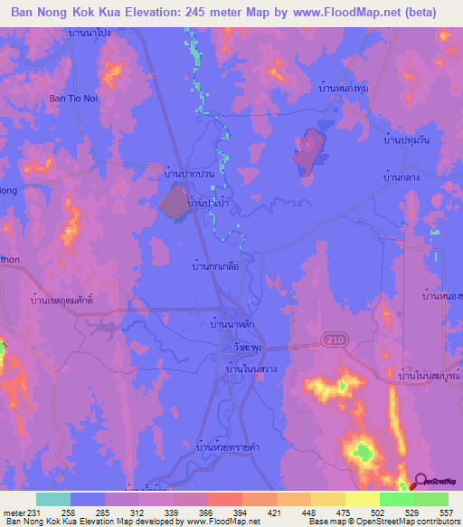 Ban Nong Kok Kua,Thailand Elevation Map