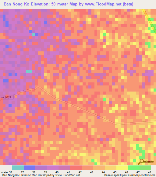 Ban Nong Ko,Thailand Elevation Map