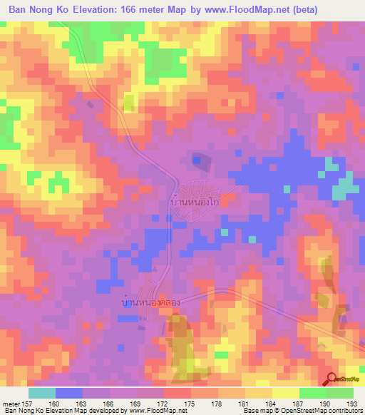 Ban Nong Ko,Thailand Elevation Map