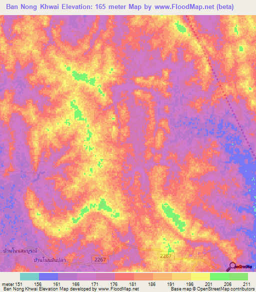 Ban Nong Khwai,Thailand Elevation Map
