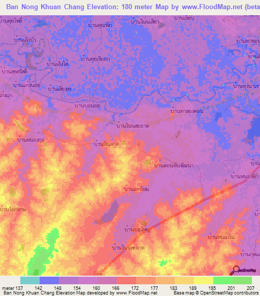 Ban Nong Khuan Chang,Thailand Elevation Map