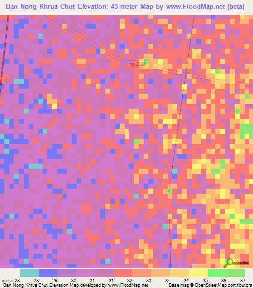 Ban Nong Khrua Chut,Thailand Elevation Map