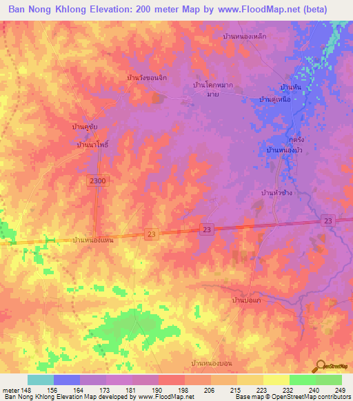Ban Nong Khlong,Thailand Elevation Map