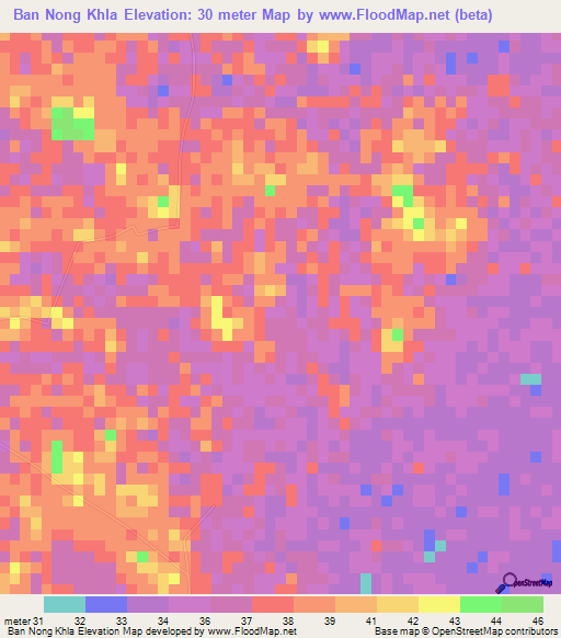 Ban Nong Khla,Thailand Elevation Map