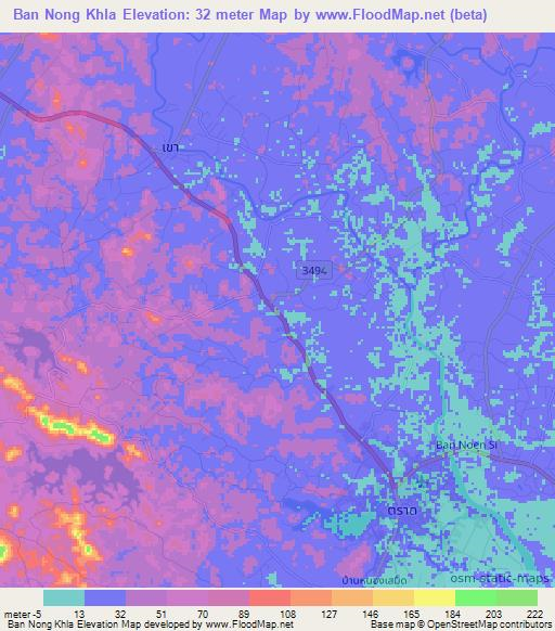 Ban Nong Khla,Thailand Elevation Map