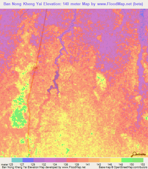 Ban Nong Kheng Yai,Thailand Elevation Map