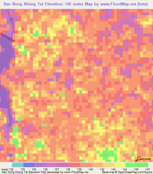 Ban Nong Kheng Yai,Thailand Elevation Map