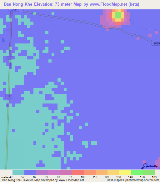 Ban Nong Khe,Thailand Elevation Map