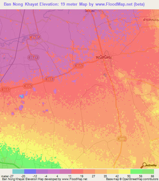 Ban Nong Khayat,Thailand Elevation Map