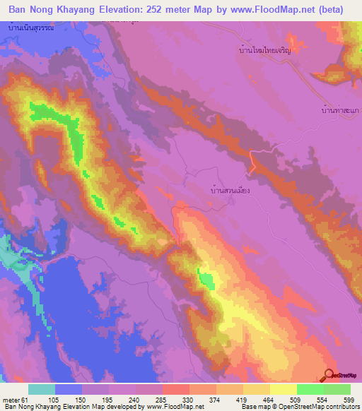 Ban Nong Khayang,Thailand Elevation Map