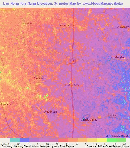 Ban Nong Kha Nang,Thailand Elevation Map