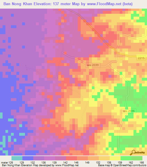 Ban Nong Khan,Thailand Elevation Map