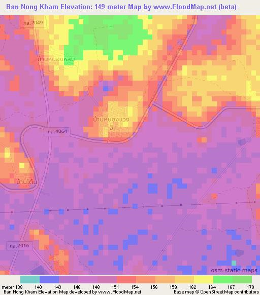 Ban Nong Kham,Thailand Elevation Map