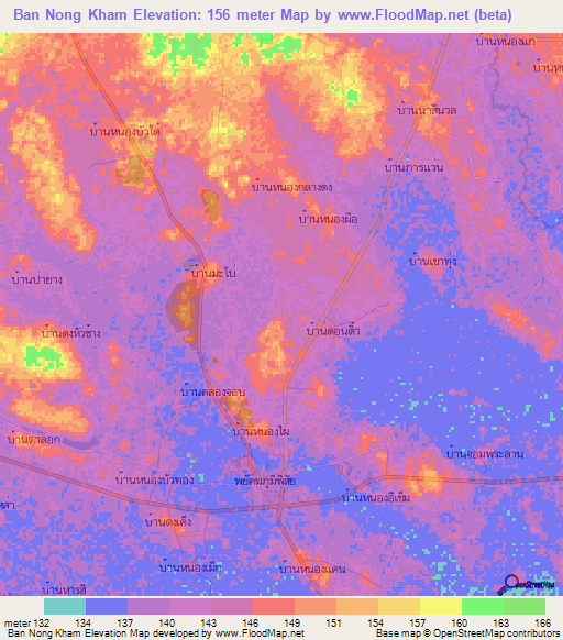 Ban Nong Kham,Thailand Elevation Map