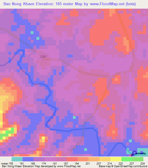 Ban Nong Khaen,Thailand Elevation Map