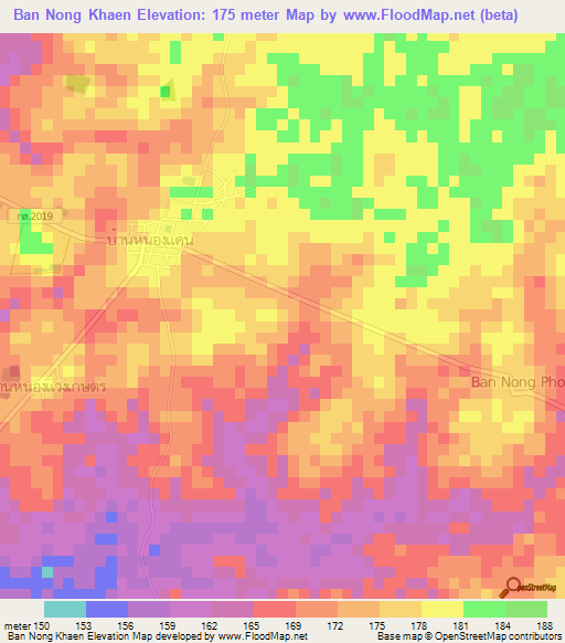 Ban Nong Khaen,Thailand Elevation Map