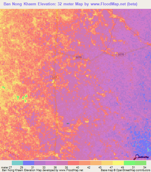 Ban Nong Khaem,Thailand Elevation Map