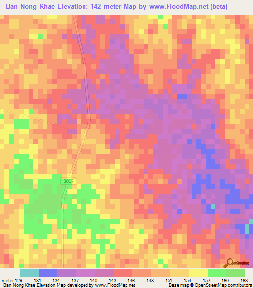 Ban Nong Khae,Thailand Elevation Map