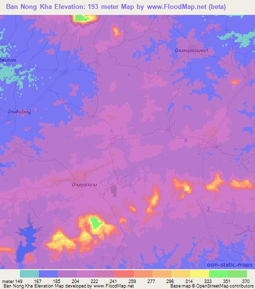 Ban Nong Kha,Thailand Elevation Map