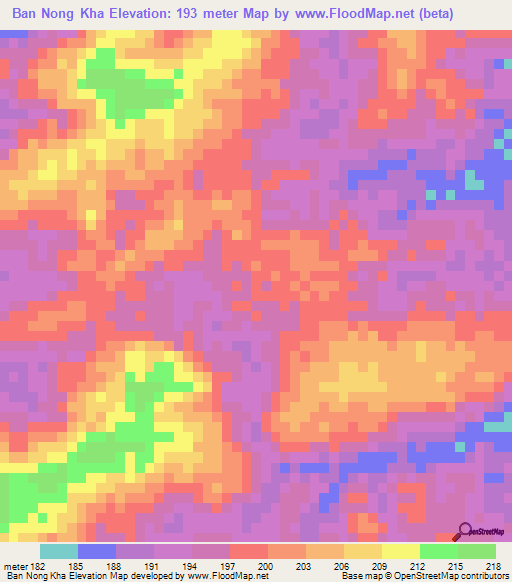 Ban Nong Kha,Thailand Elevation Map