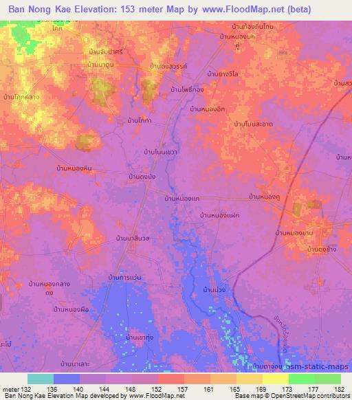 Ban Nong Kae,Thailand Elevation Map