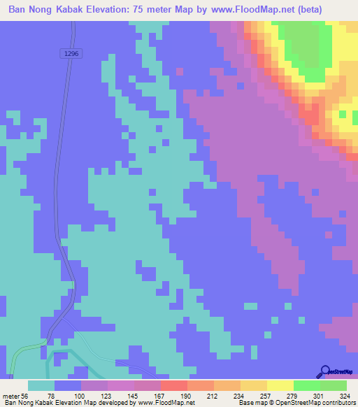 Ban Nong Kabak,Thailand Elevation Map