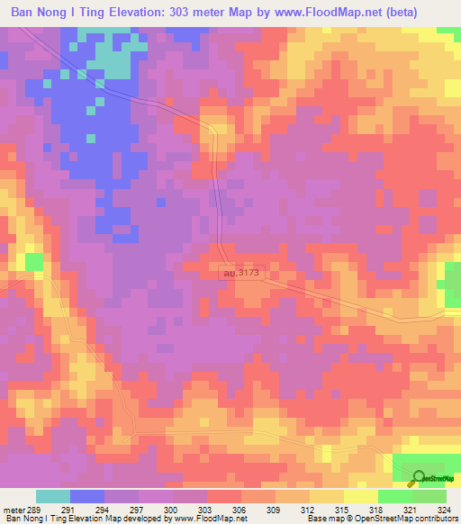 Ban Nong I Ting,Thailand Elevation Map