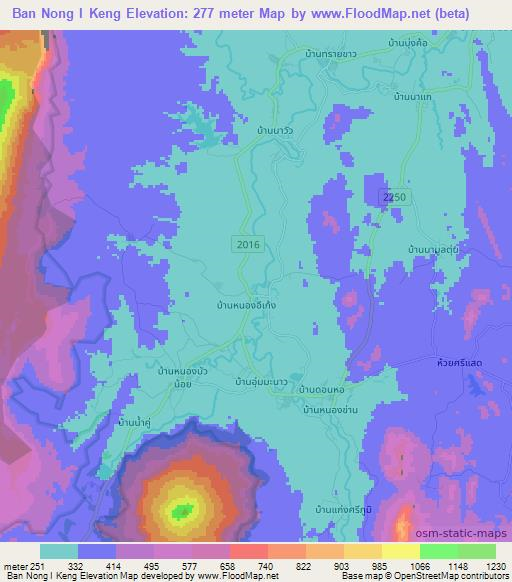 Ban Nong I Keng,Thailand Elevation Map