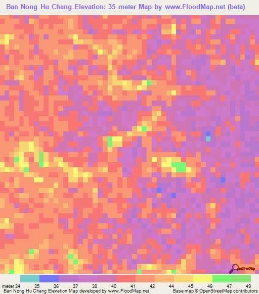 Ban Nong Hu Chang,Thailand Elevation Map