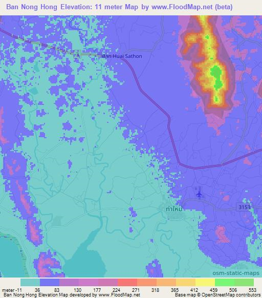 Ban Nong Hong,Thailand Elevation Map