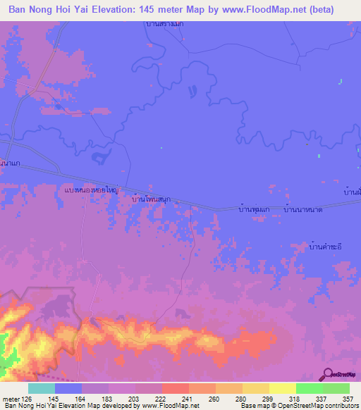 Ban Nong Hoi Yai,Thailand Elevation Map