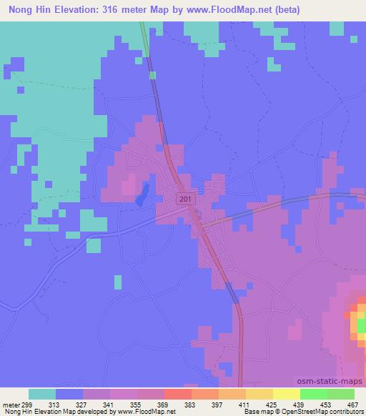 Nong Hin,Thailand Elevation Map