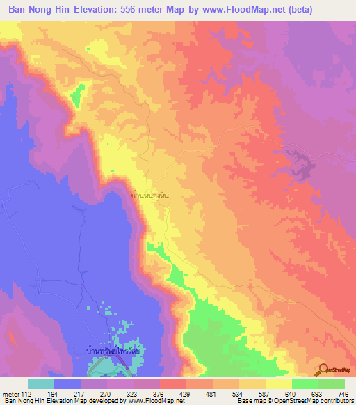 Ban Nong Hin,Thailand Elevation Map