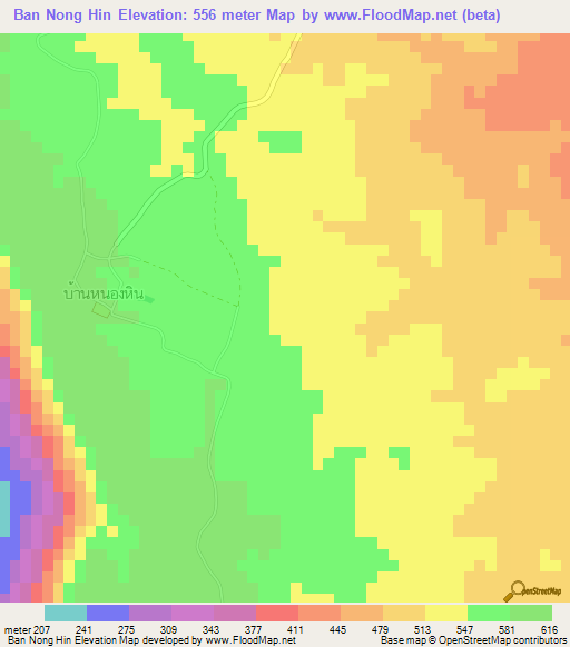 Ban Nong Hin,Thailand Elevation Map