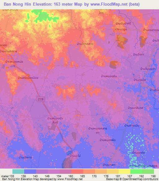 Ban Nong Hin,Thailand Elevation Map