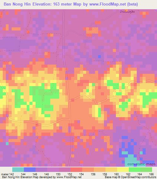 Ban Nong Hin,Thailand Elevation Map