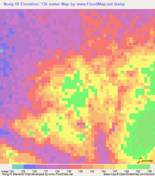 Nong Hi,Thailand Elevation Map