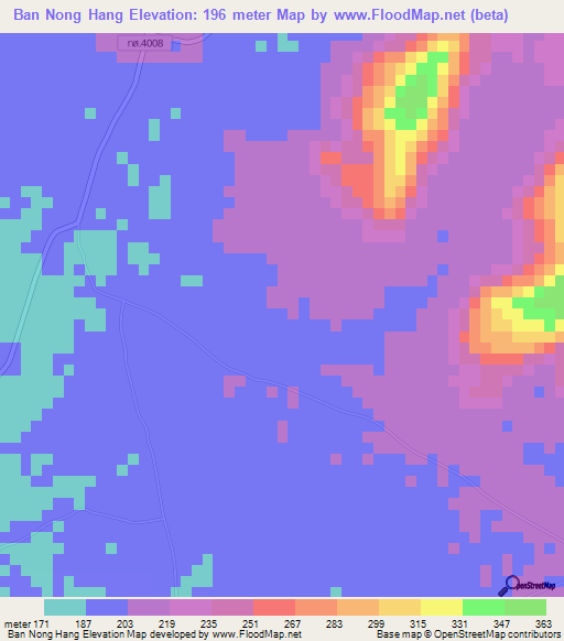 Ban Nong Hang,Thailand Elevation Map
